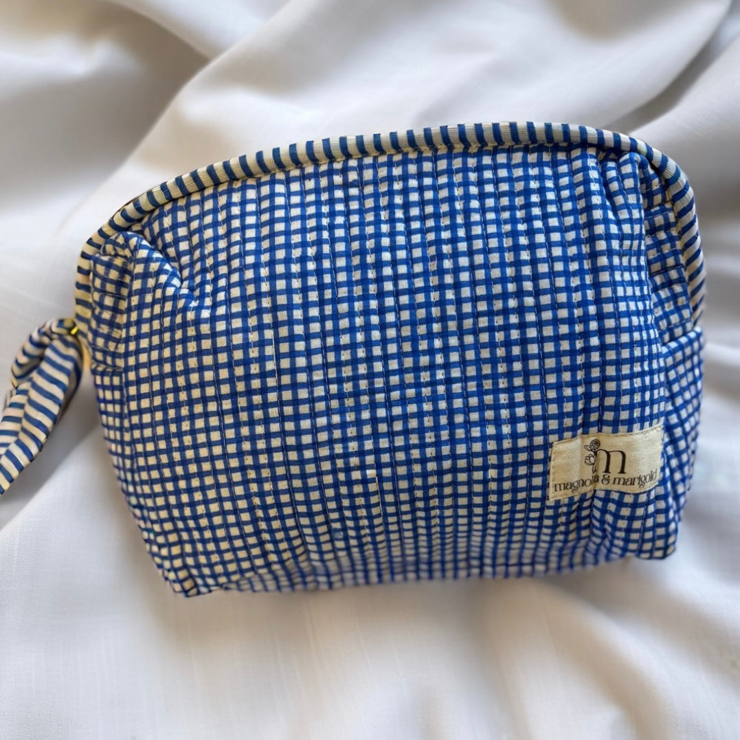 Indigo Check Pouch