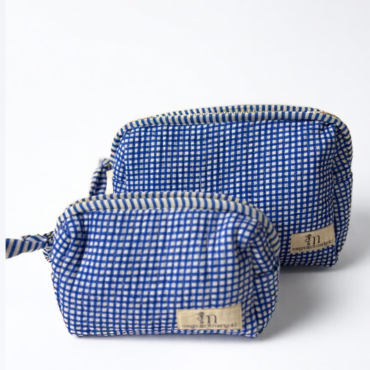 Indigo Check Pouch