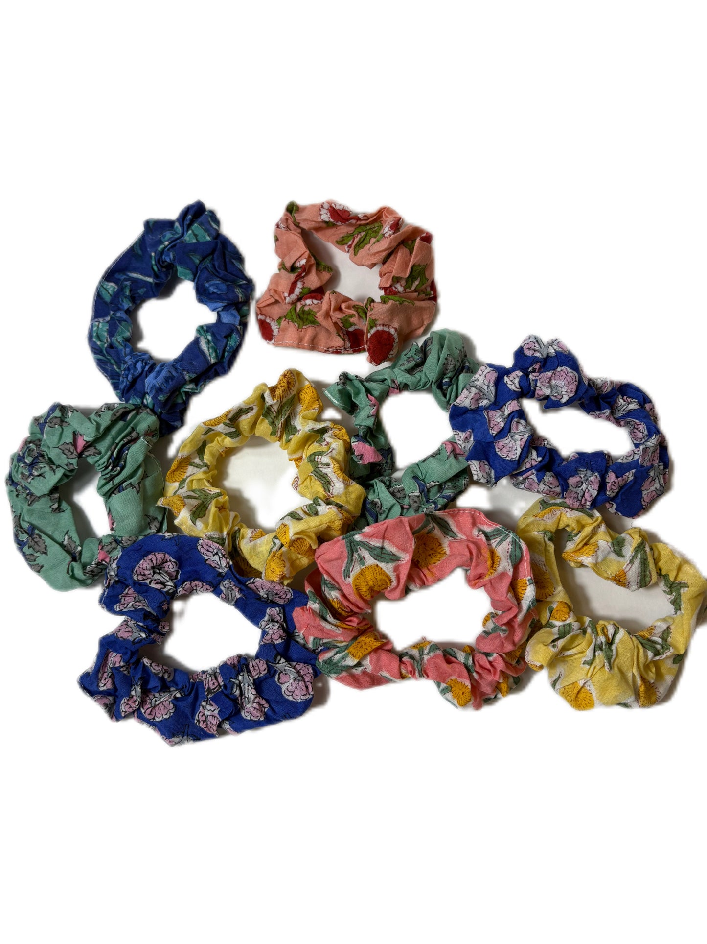 Handmade Cotton Scrunchies- Set of 3 (Assorted)