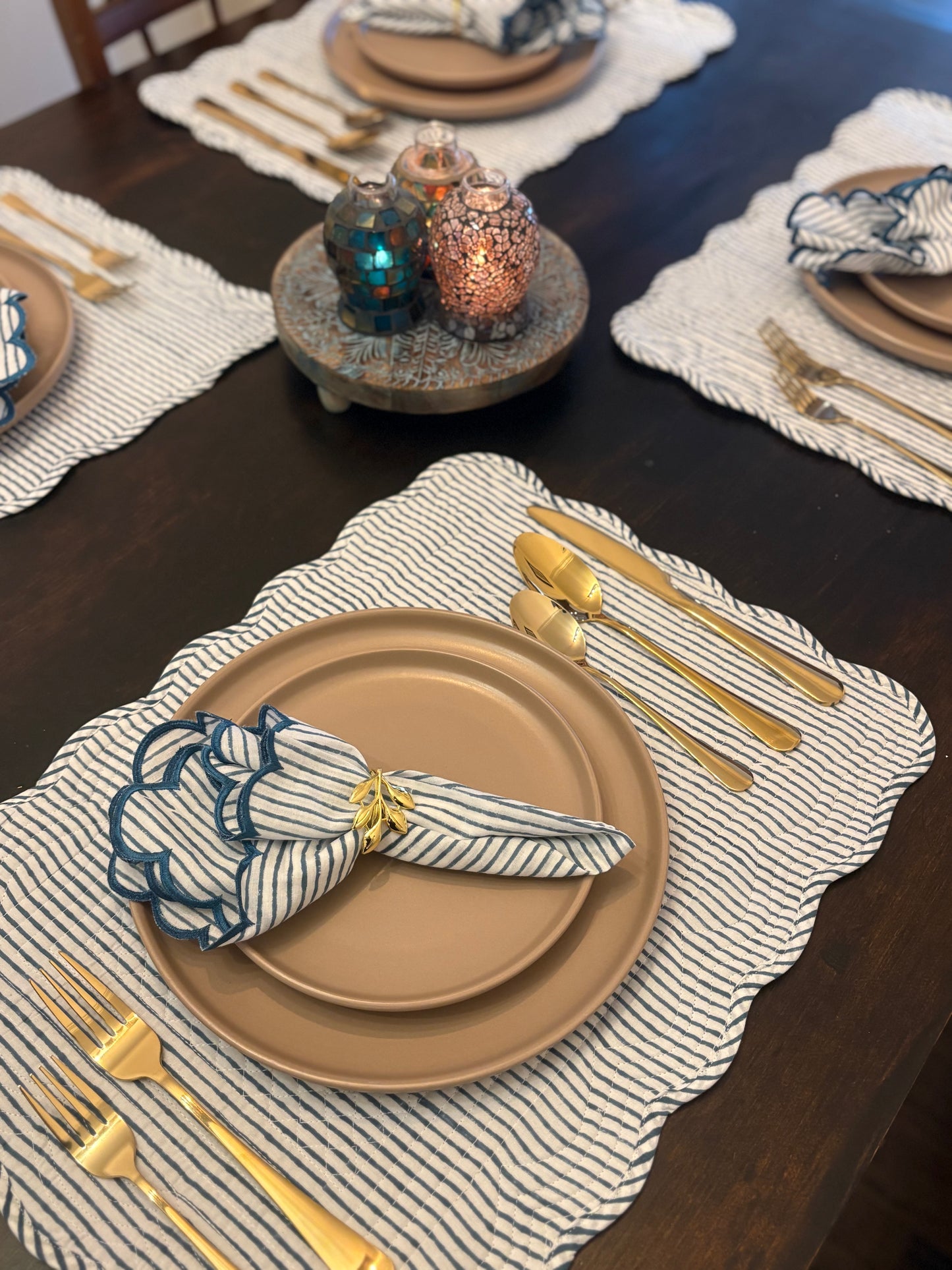 Winter Stripe Emboirdered Napkins