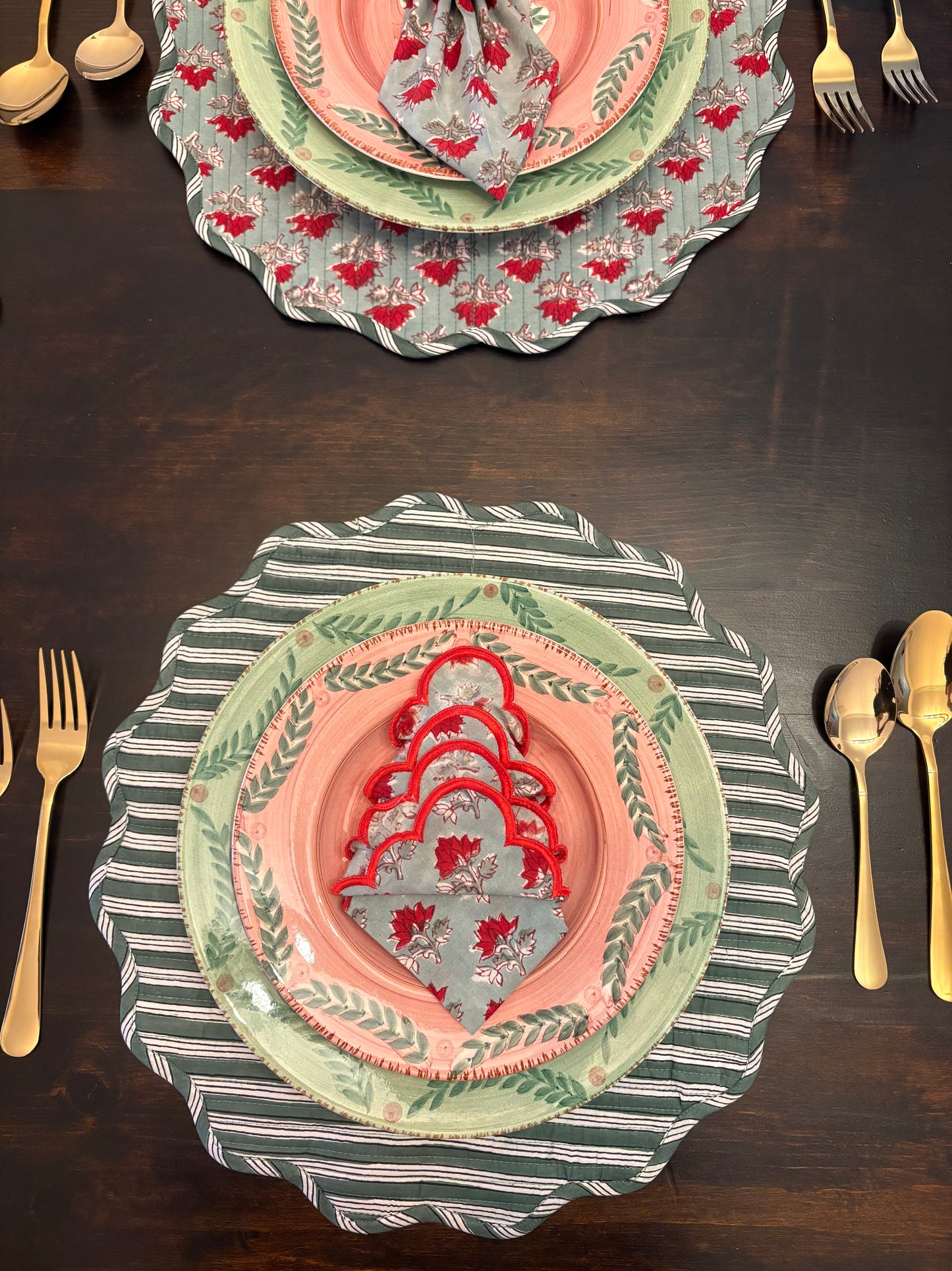 Holiday Poinsettia Embroidered Napkins