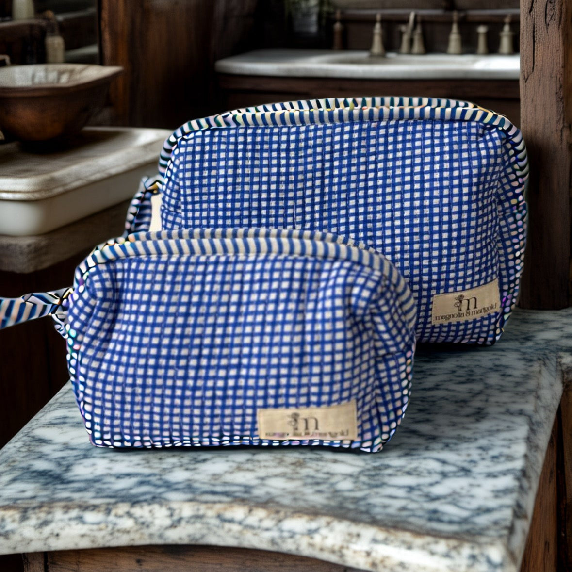 Indigo Check Pouch – Magnolia and Marigold