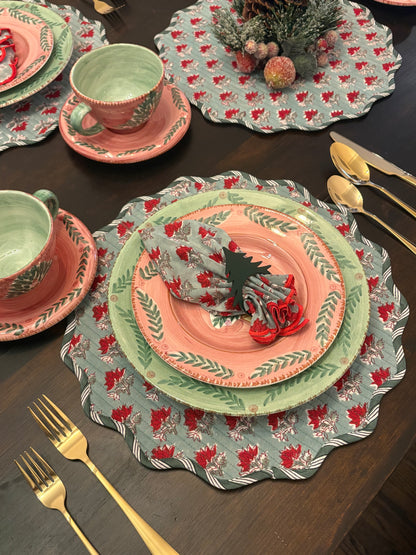 Holiday Poinsettia Round Placemat