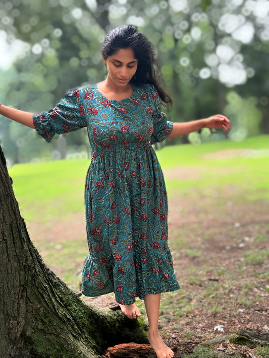 Poppy Princess 100% Cotton Midi Dress