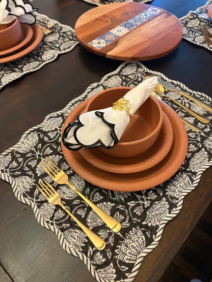 Midnight Lotus Scalloped Placemats