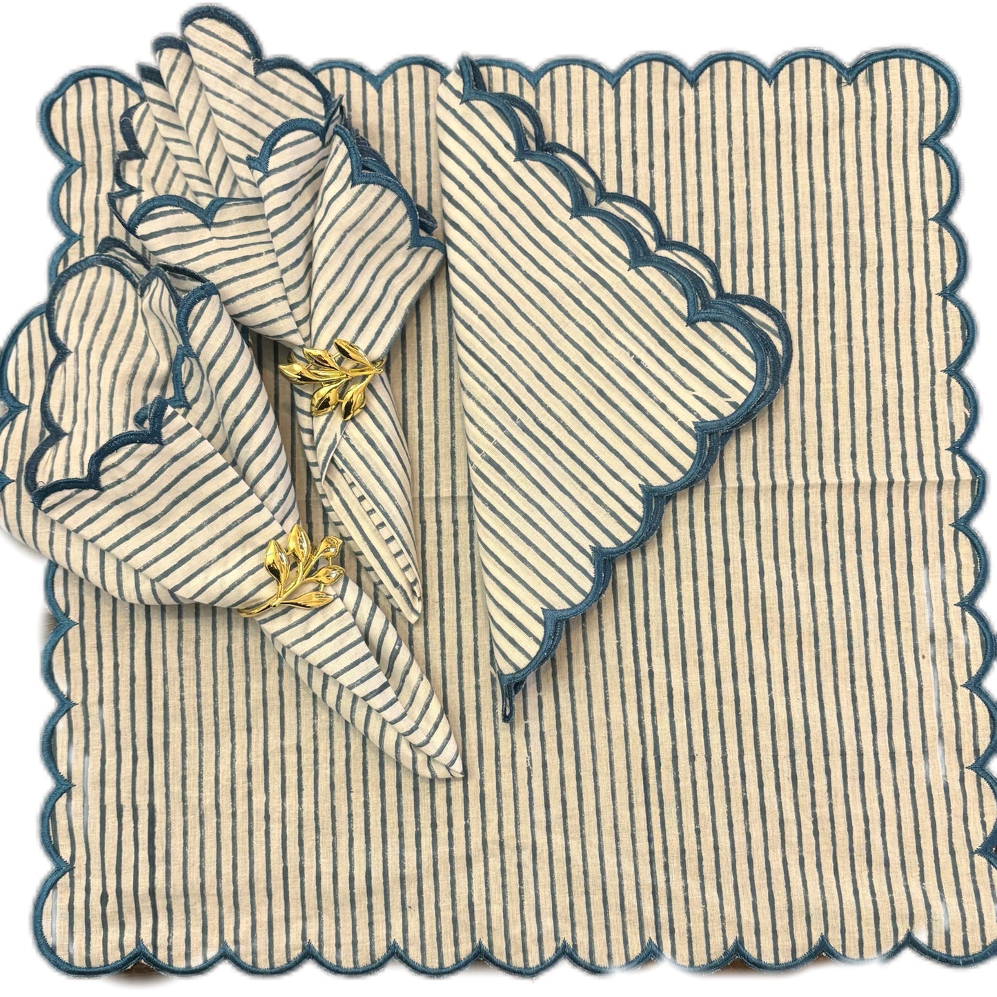 Winter Stripe Emboirdered Napkins