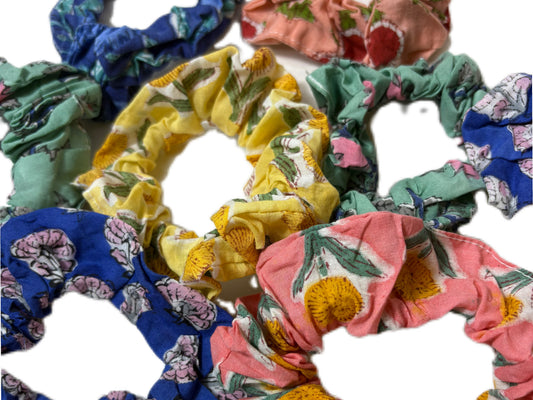 Handmade Cotton Scrunchies- Set of 3 (Assorted)