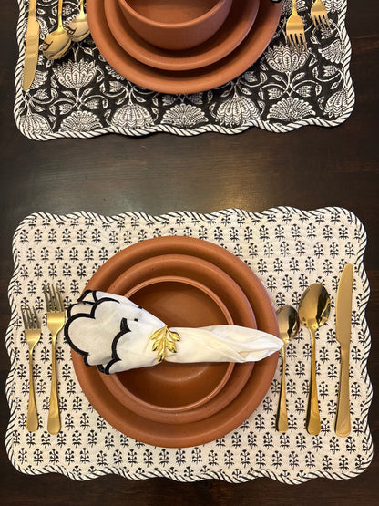 Midnight Lotus Scalloped Placemats