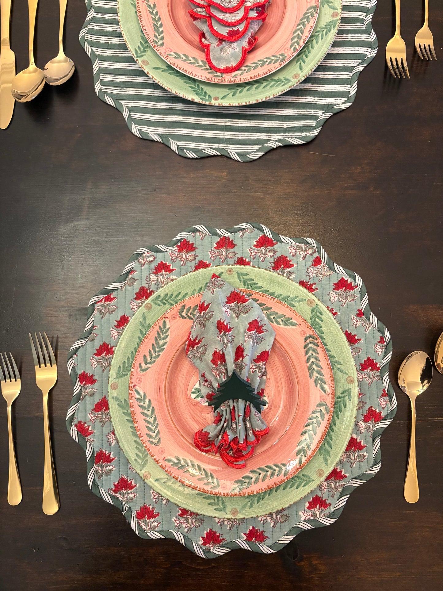Holiday Poinsettia Round Placemat