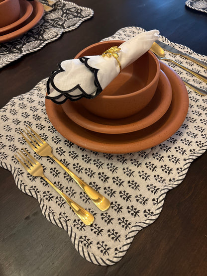 Midnight Lotus Scalloped Placemats