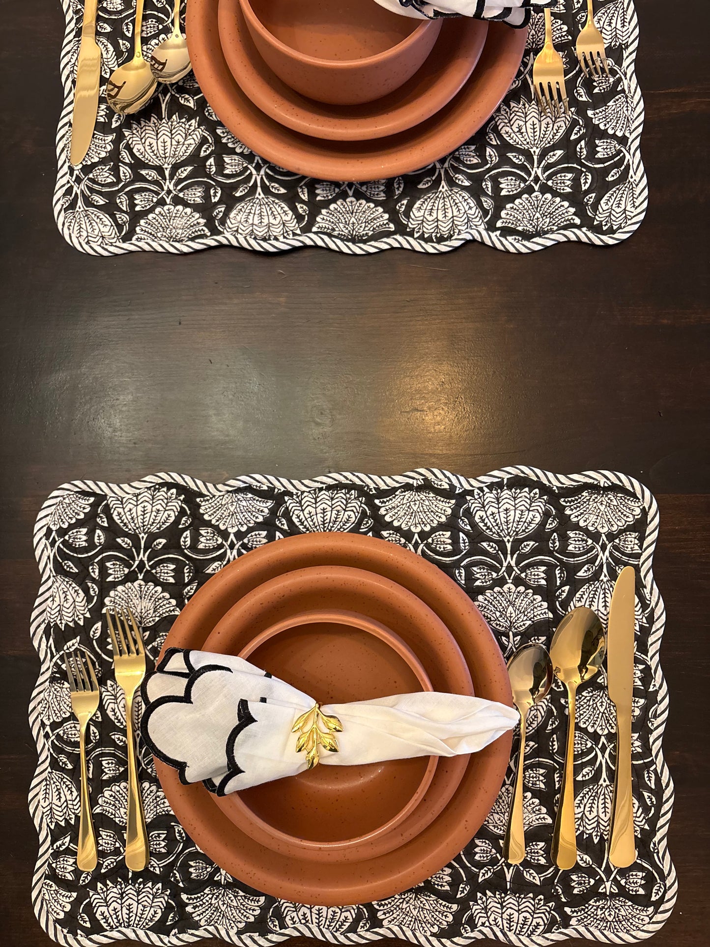 Midnight Lotus Scalloped Placemats