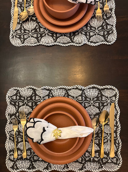 Midnight Lotus Scalloped Placemats