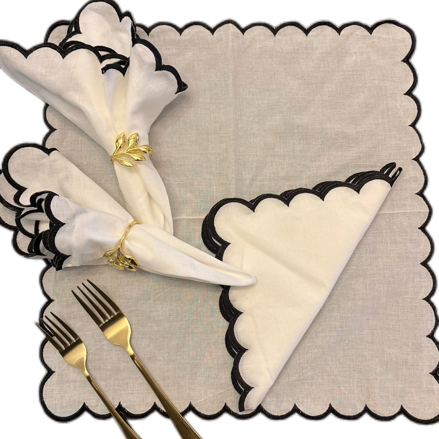 Midnight Embroidered Napkins