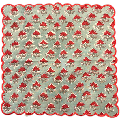 Holiday Poinsettia Embroidered Napkins