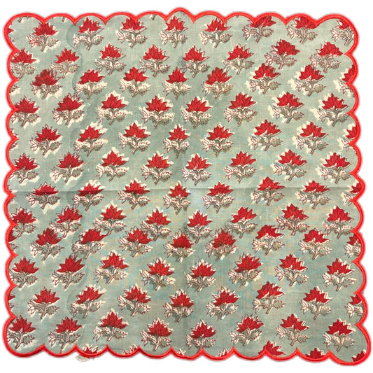 Holiday Poinsettia Embroidered Napkins