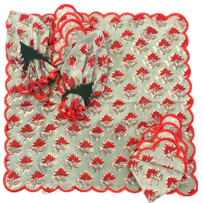 Holiday Poinsettia Embroidered Napkins