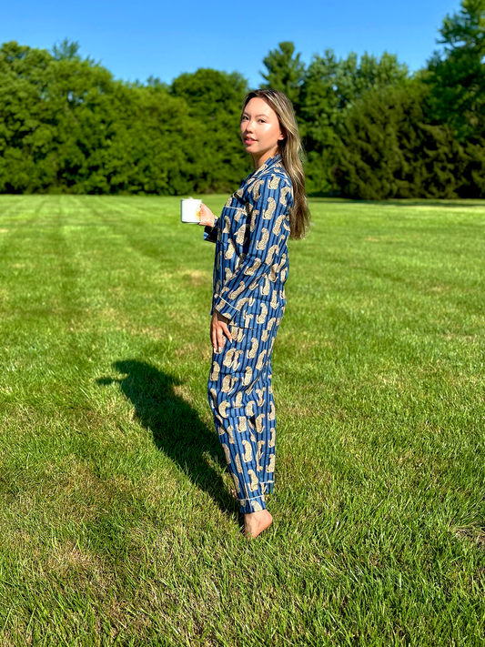 Blue Leopard Pajamas